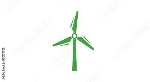 Green wind turbine icon for renewable energy.
