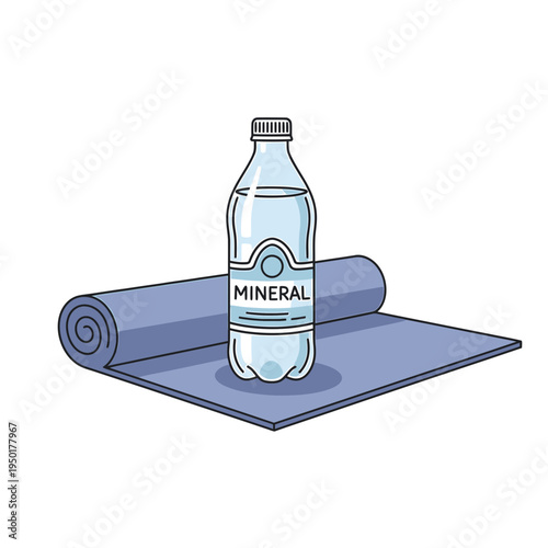 Yoga Mat with Water Bottle Ready for Workout
