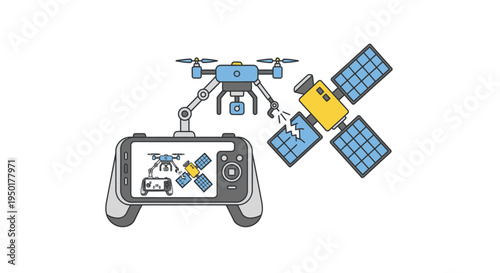 Drone controlled by remote satellite communication.