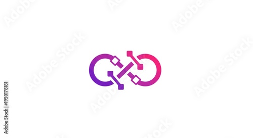 A stylized gradient logo of interlocking gears.