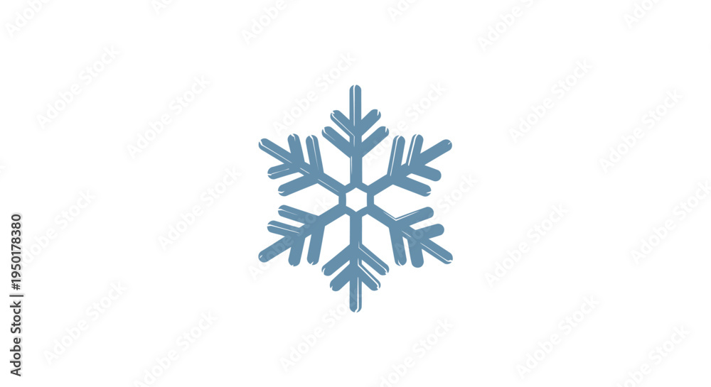 Obraz premium A single blue snowflake on white background.