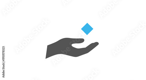 Hand holding a blue diamond.