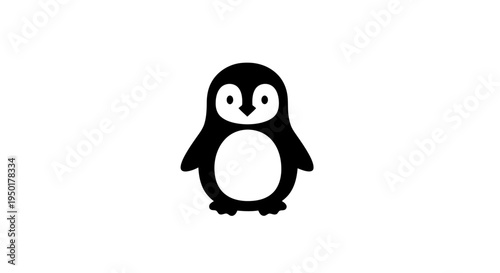 Cute cartoon penguin standing alone.