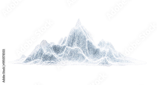 Wireframe mountain peak, 3d landscape, digital terrain mesh