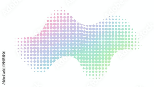 Abstract Pastel Gradient Wave of Dots, Soft Rainbow Colors, Modern Design Element