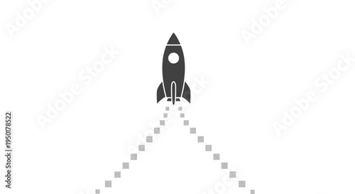 Black rocket ship launching into space.