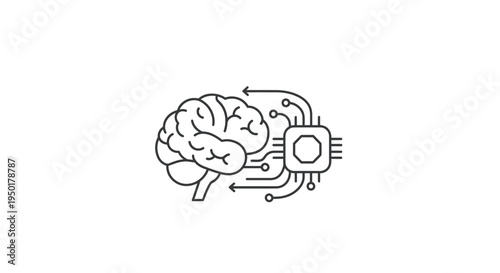 Brain connected to microchip technology.