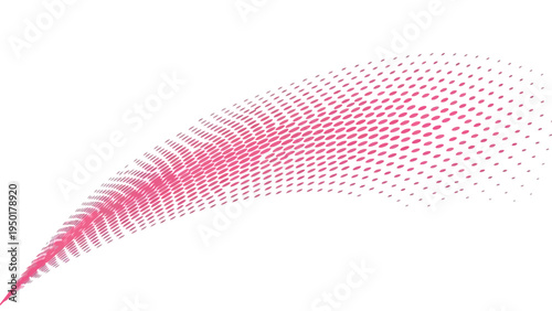 Abstract pink wave of dots flowing from left to right on a white background