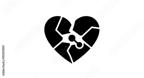 A broken heart with a puzzle piece.