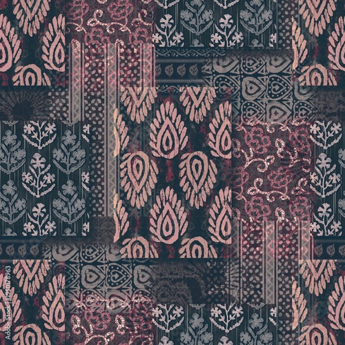 Quadro su tela seamless paisley pattern Geometric batik creative design seamless floral pattern