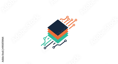 Colorful illustration of a microchip.