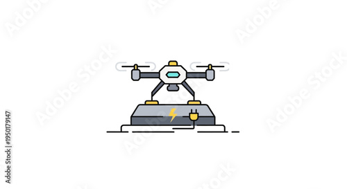 A drone on a charging station.