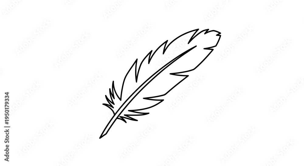 Obraz premium a single black feather on white background.