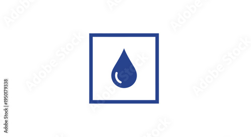 A blue water drop icon in a square.
