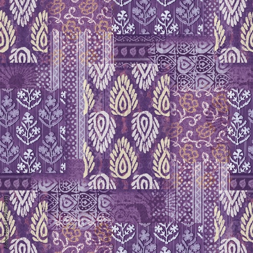 Geometric batik pesliy creative design seamless floral pattern repeat pattern fabric print design abstract texture purple colour background texture 