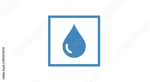 A blue water drop icon in a square.
