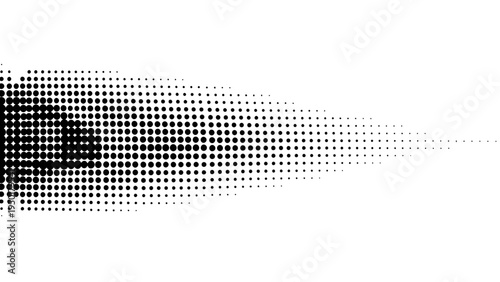 Abstract Halftone Pattern Transition from Dense Dots to Sparse Dots on White Background