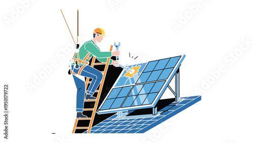 Solar Panel Installation: A technician meticulously installs a solar panel, showcasing the commitment to renewable energy