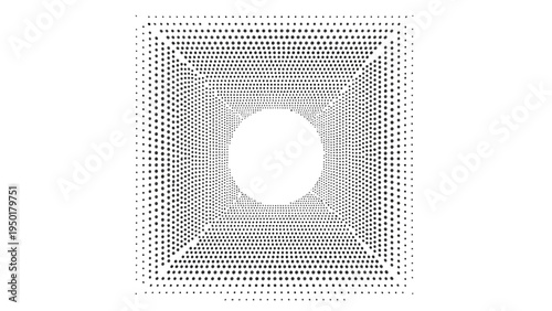 Abstract Optical Illusion Tunnel of Dots with Central Circle