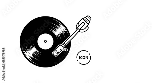 Vinyl record player icon design element.