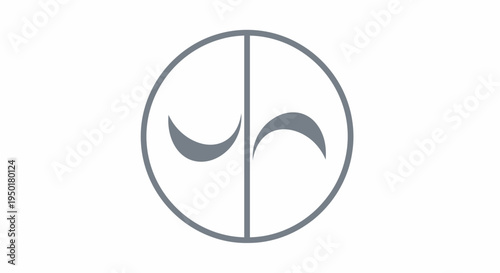 a gray and white logo with eyes.