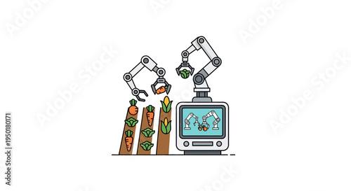 Robotic arms prepare sushi with monitor.