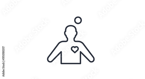 A person with a heart on their chest and a thought bubble.