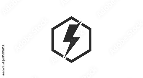 Free Download Black lightning bolt logo on hexagon. - GFXLoad