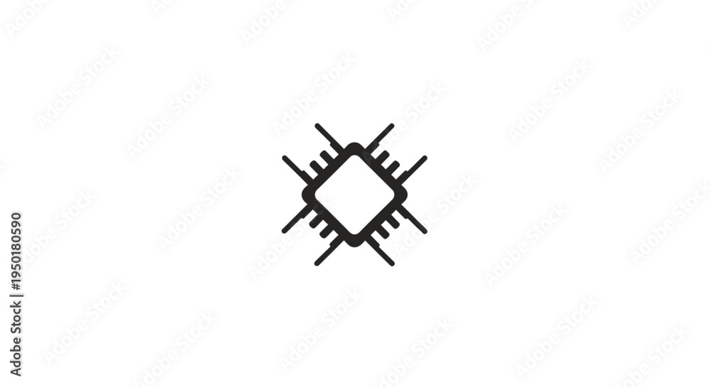Obraz premium A black and white icon of a microchip.