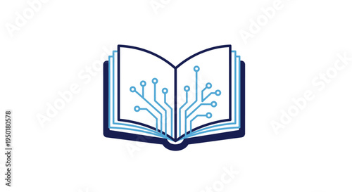 An open book with circuit lines.