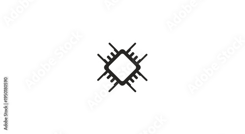 A black and white icon of a microchip.
