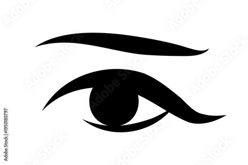 Ink Eye Contour. Abstract beautiful Eye Decoration Element. Black Stroke Ink Silhouette Hand Drawn Symbol.