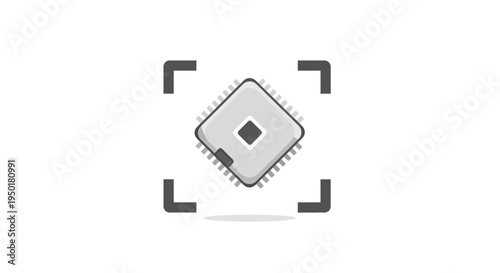 A computer chip with corner brackets.