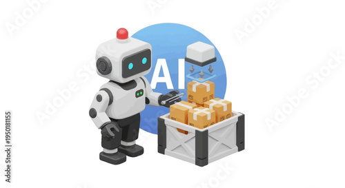 Robot delivering packages with AI technology.