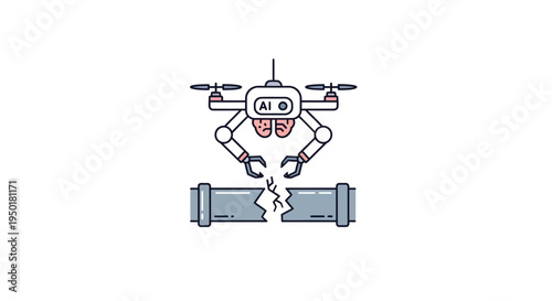 Robot drone with wrench repairing pipe.