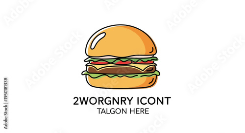 A cartoon hamburger with lettuce and tomato.