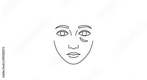 A minimalist line drawing of a face.