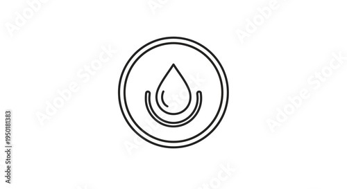 A minimalist line art icon of a water droplet.