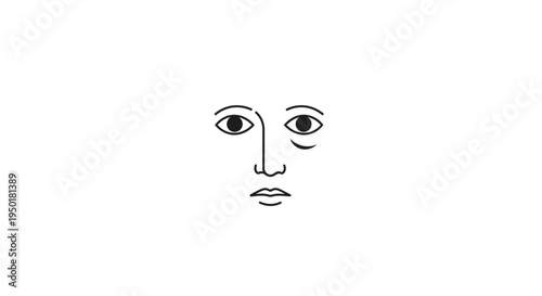 A minimalist line drawing of a face.