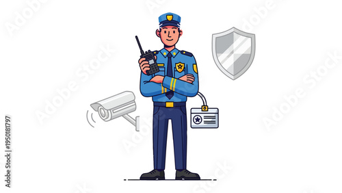 Guardian of Security: A vigilant security guard, with a sense of authority, stands as a protector, safeguarding the surroundings with technological vigilance and unwavering integrity.