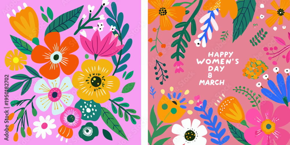 Fototapeta premium Colorful floral arrangements celebrating international women s day in march