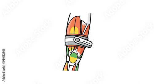 Anatomical illustration of human leg muscles.