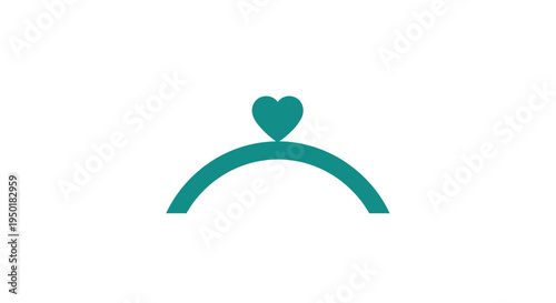 Teal heart symbol on curved line.