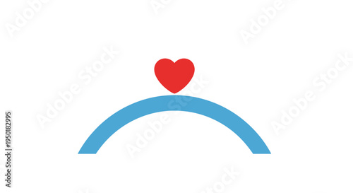 Simple heart and arc graphic design.