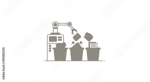 recycling process with robotic arm.