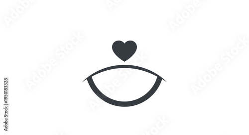 A minimalist icon of an eye with a heart.