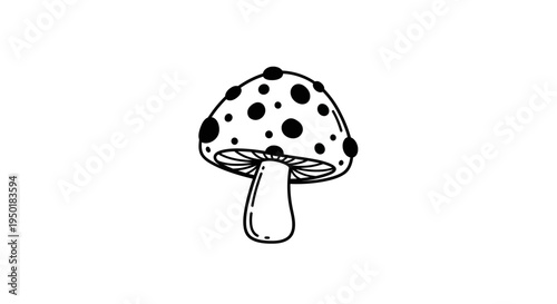 A black and white illustration of a mushroom.