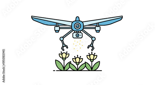 Drone spraying flowers with pesticide.