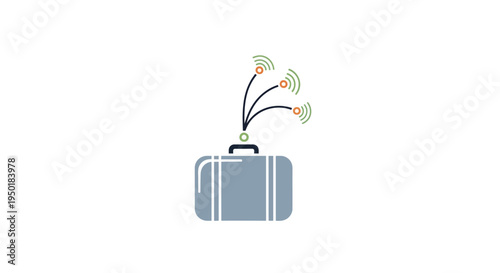 A suitcase with wireless signals coming out.