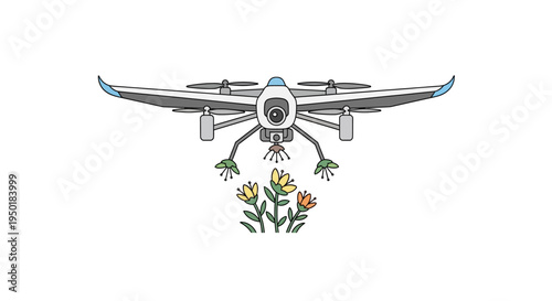 Drone dropping flowers in the air.